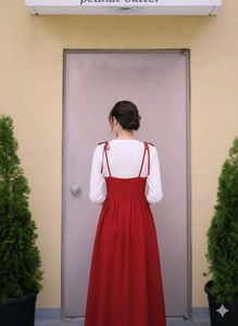 🇰🇷Pinteresty Red dress with white inner top 🍓