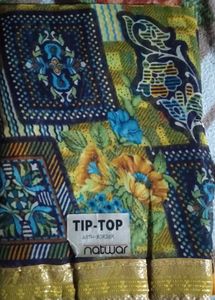 Elegant Floral Print Saree unused