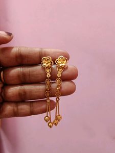 Gold Flower Dangle Earrings