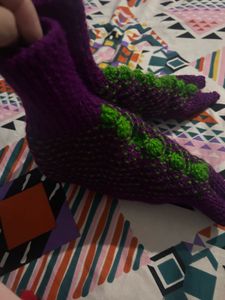 Handmade Knitted Purple Socks