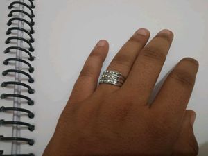 Sparkling Silver Multi-Row Ring
