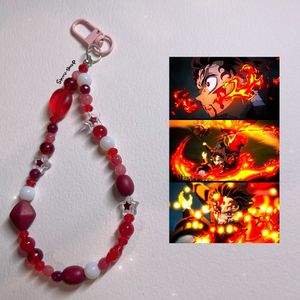 Demon Slayer Tanjiro Themed Beaded Bag Charm