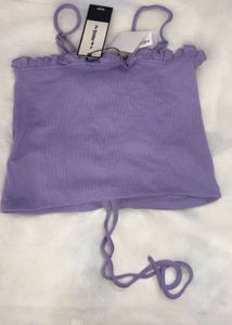 Lavender Ruffle Drawstring Top