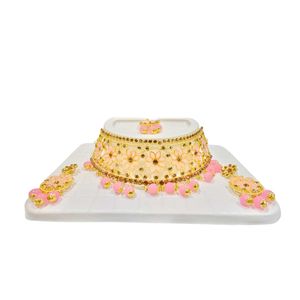 Glamorous Floral Gold-Toned Choker Necklace Set
