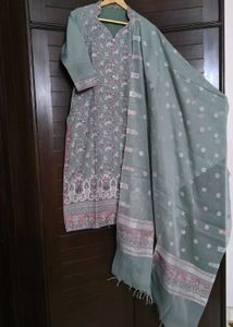 Elegant Light Green Cotton Printed Kurta Set