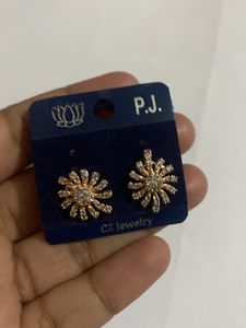 A.D White Stone Gold plated studs