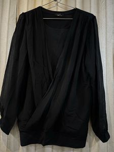 Elegant Black Wrap Blouse