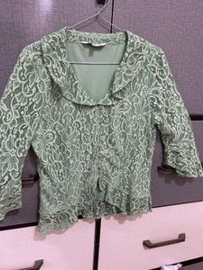Vintage Green Lace Blouse