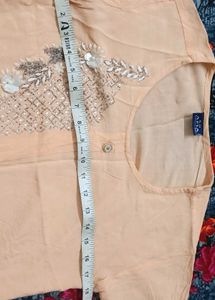 Peach Embroidered Kurta