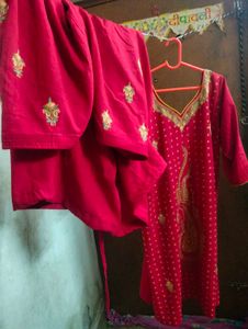 Tomato Red Kurti Pant Sets