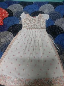 White Embroidered Party Dress with Floral Detailin