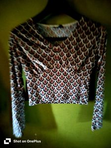 Velvet Patterned Long Sleeve Top/blouse