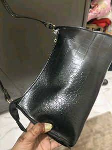 Black Croc Shoulder Bag