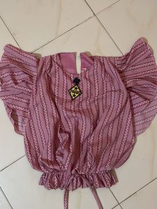 Striped Flutter Sleeve Top