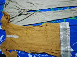 Mustard Colour Kurti And Paint