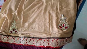 Maroon Velvet Saree with Embroidery