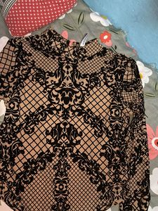Chic Lace &amp; Mesh Full Sleeve Top