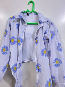 Daisy Print Tie-Front Top