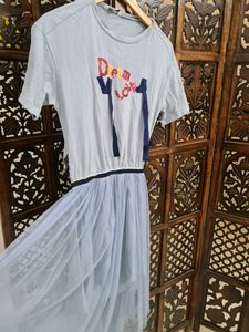 Blue Net Casual Dress