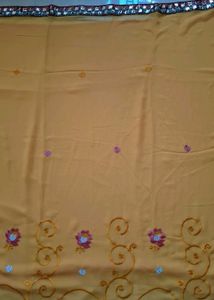 New light Yellow Chiffon Embroidery Saree✨