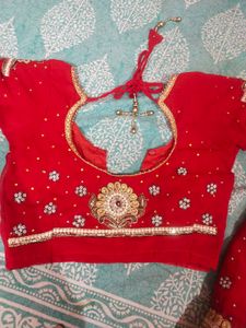 Red Embellished Saree with Blouse