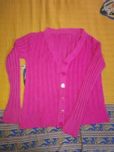 Pink Button-Down Cardigan