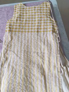 White Kurti With Golden Lines