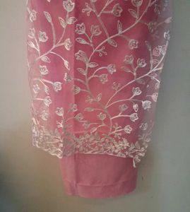Pink Embroidered Dress Material