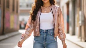 Pink Metallic Windbreaker Jacket