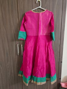 Pink Anarkali Chanderi Cotton Kurta