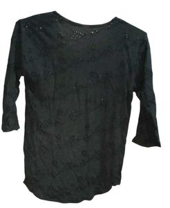 Black Eyelet Detail Top