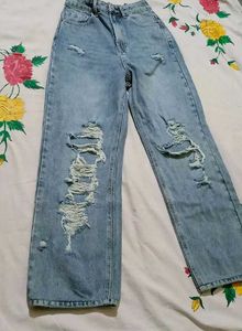 Urbanic Ripped High Waist Faded Blue Jeans