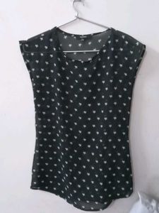 Star Print Sheer Top
