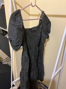 Gray Puff Sleeve Dress