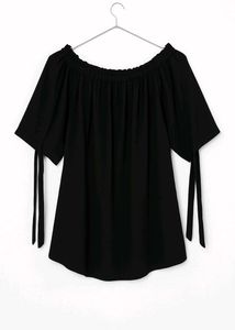 Black Off-the-Shoulder Tie Sleeve Top