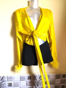 BOGO🎁Buy One Get 1 Free🎁Yellow Tie-Front Top
