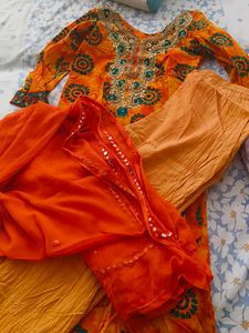 Orange Embroidered Salwar Suit