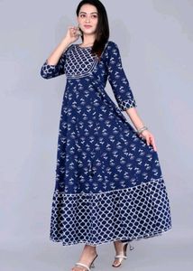 Navy &amp; White Printed Maxi Dress