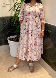 cotton floral pastel pink dress