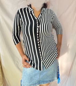 Striped Button-Down Top