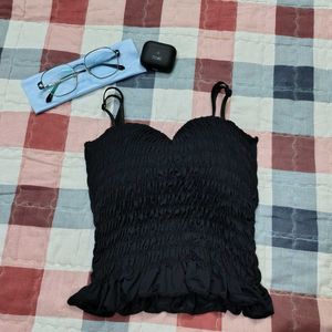 Black Smocked Cami Top