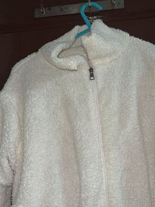 Fluffy White Zip-Up Jacket