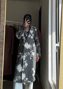 ABSTRACT Print WOOL Long COAT
