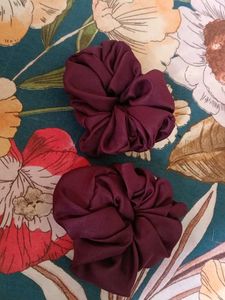 Burgundy Satin Scrunchie Set