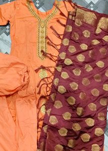 Orange Embroidered Kurti