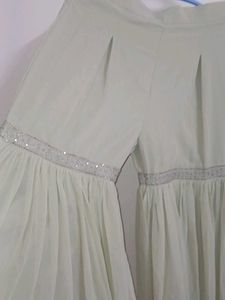 Lime Green Sharara Set With Long Jacket