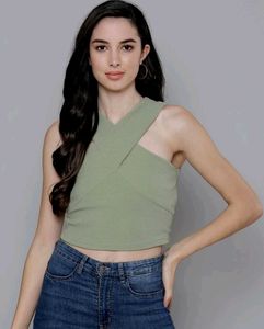 Sage Green Crossneck Brand New Sleeveless Top