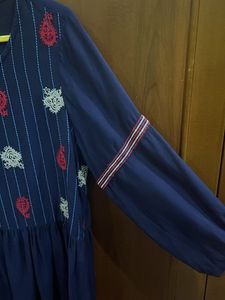 Navy Blue Embroidered Top