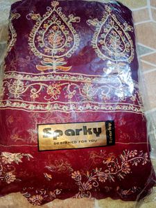 Bridal Saree With Heavy Golden Embroidery