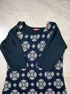 Patterned Black Kurti Top